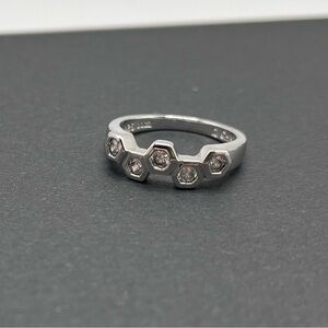 Diamonique 925 Sterling Hexagon Ring Size 5